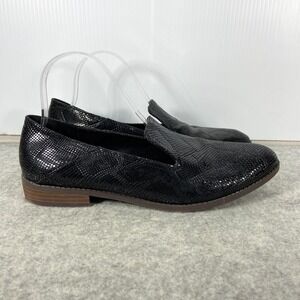 Lucky Brand Elafina Black‎ Leather Snake Reptile Loafers Womens 10